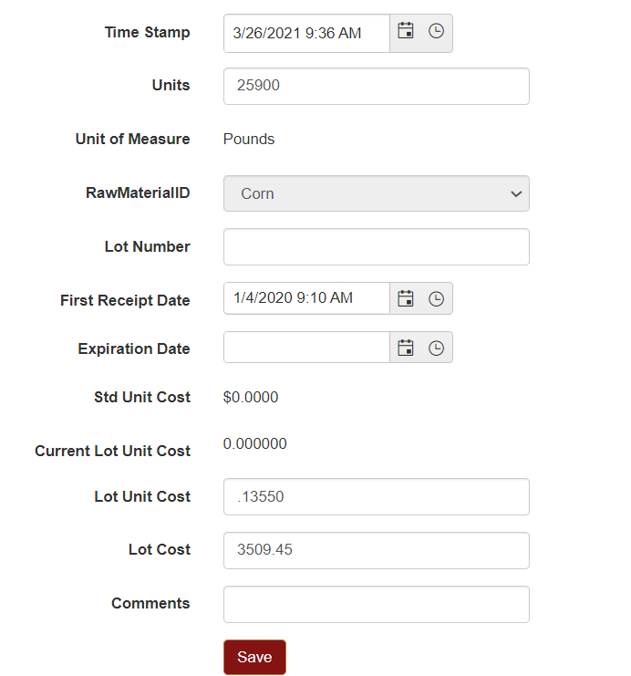 Starting Raw Material Inventory Whiskey Systems